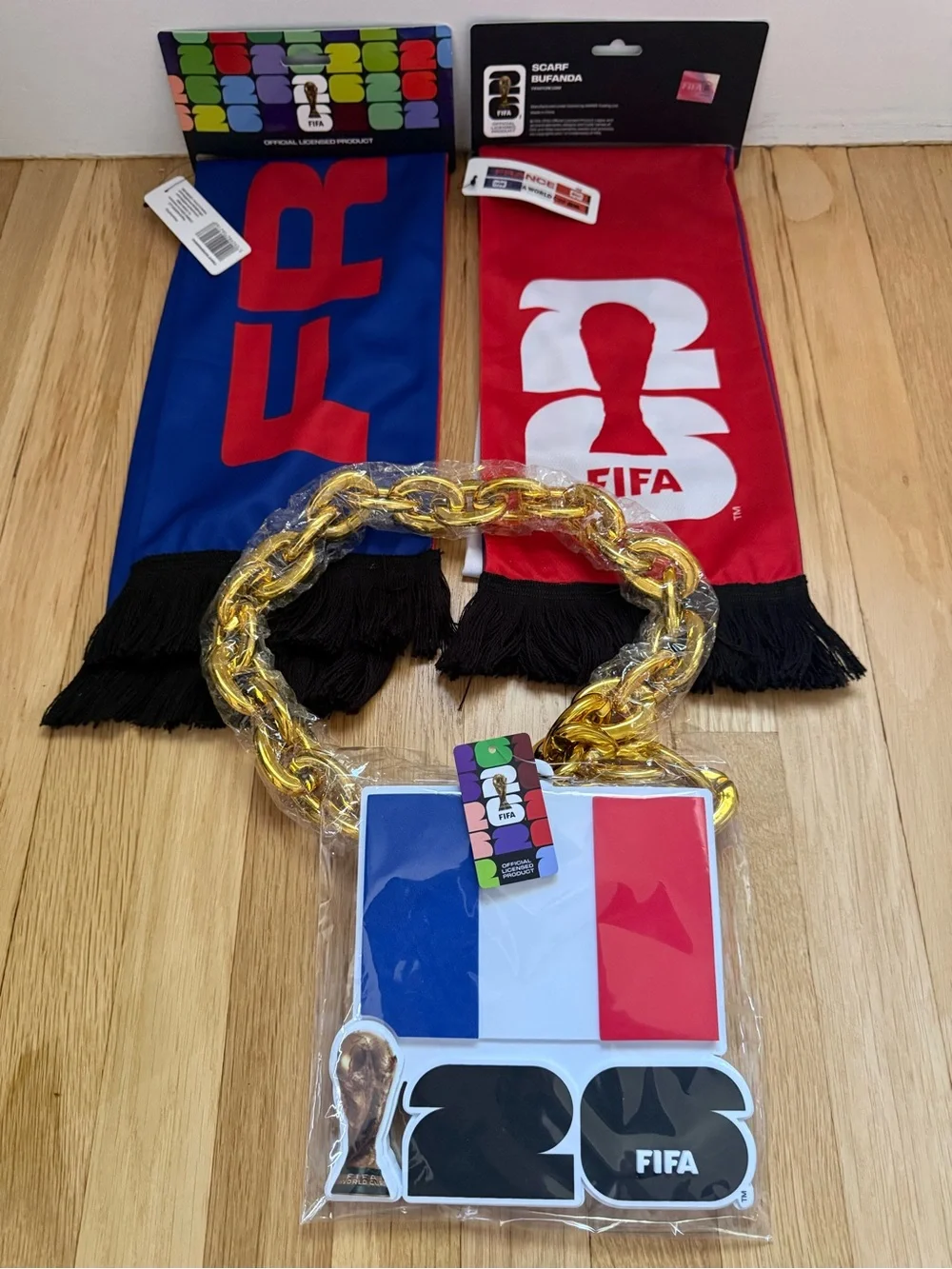 France National Soccer team Gear - oversized necklace, 2 scarfs - (NEW W/ TAGS)
